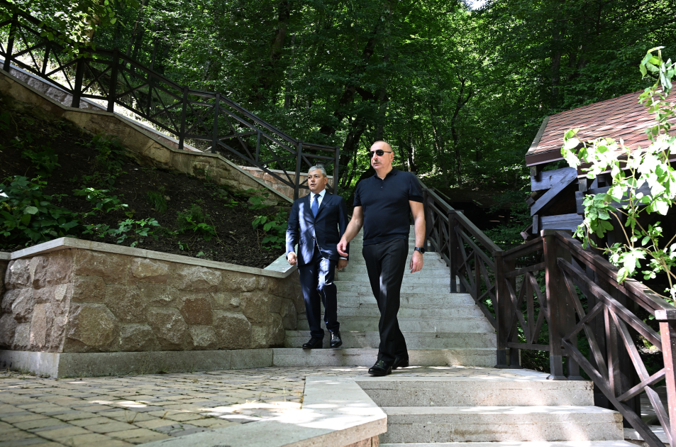 Prezident Şuşada “İsa bulağı” istirahət kompleksinin açılışında iştirak edib - FOTO - YENİLƏNİB